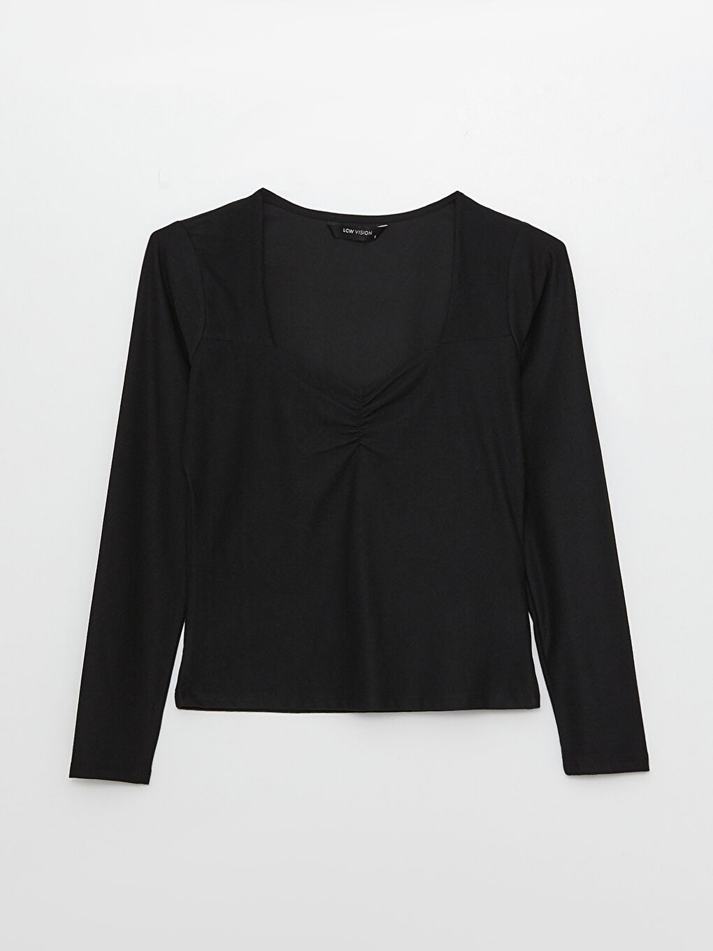 Sungirl Heart Collar Straight Long Sleeve Women's Blouse-5