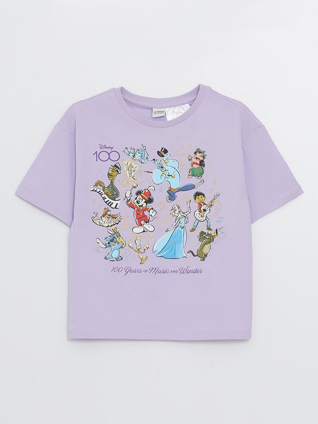 Crew Neck Mickey Mouse Printed Short Sleeve Girls T-Shirt