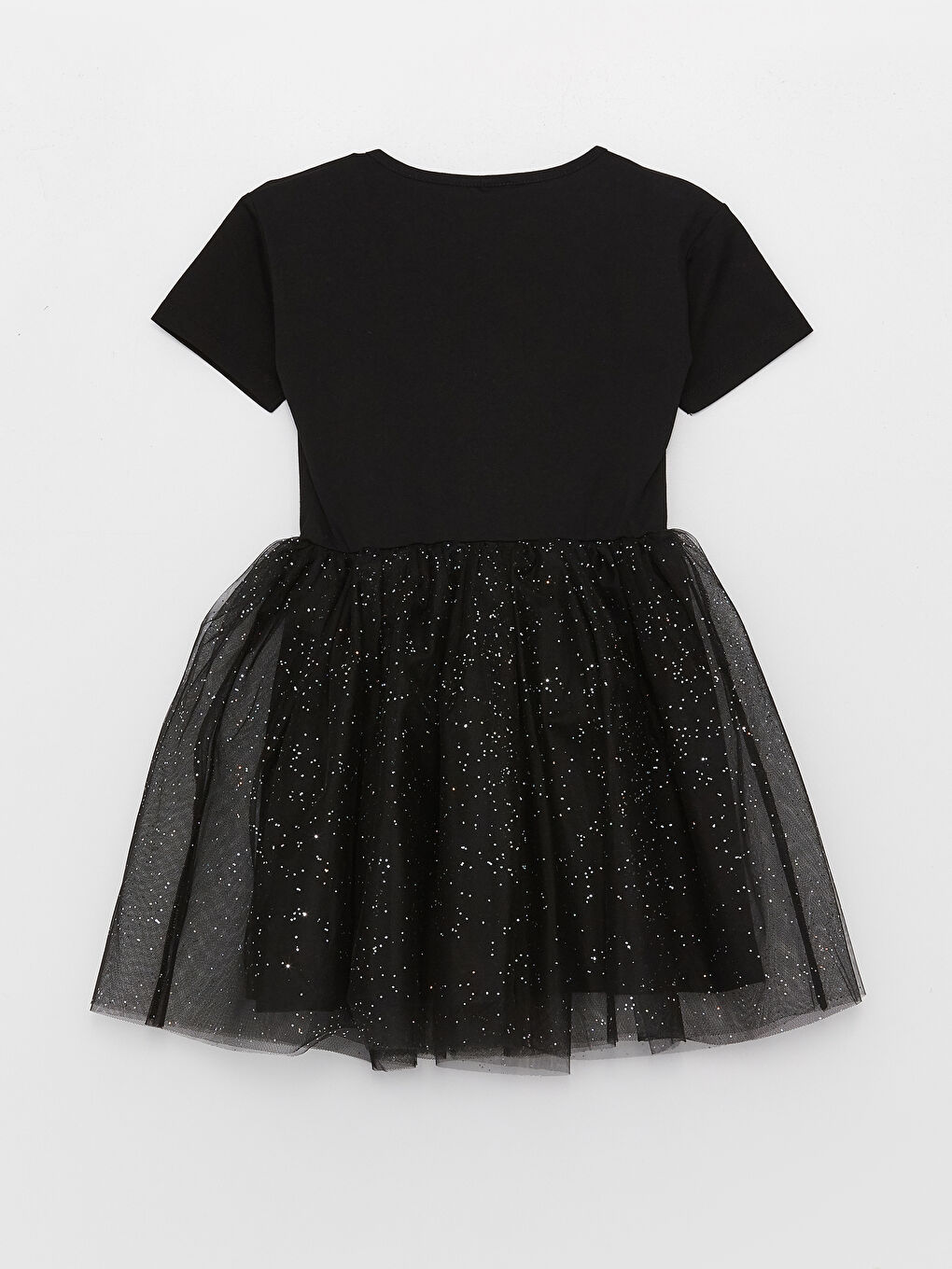 فستان بناتي مطبوع ميني ماوس و بطوطة برقبة دائرية-1