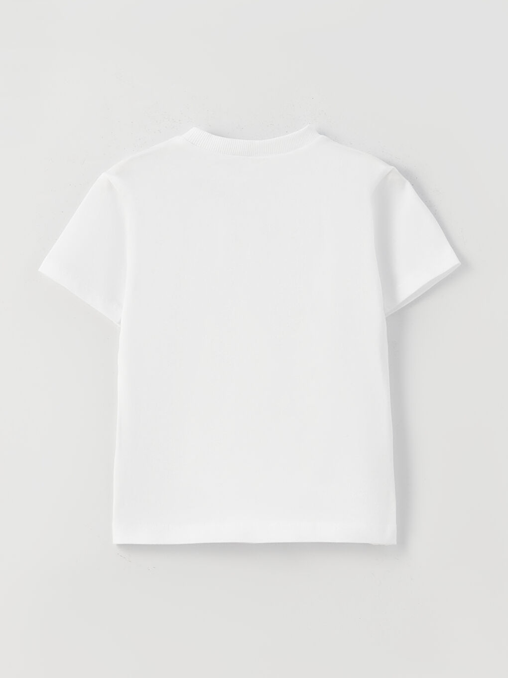 Beyaz Bisiklet Yaka Kısa Kollu Baskılı Erkek Bebek Tişört-1