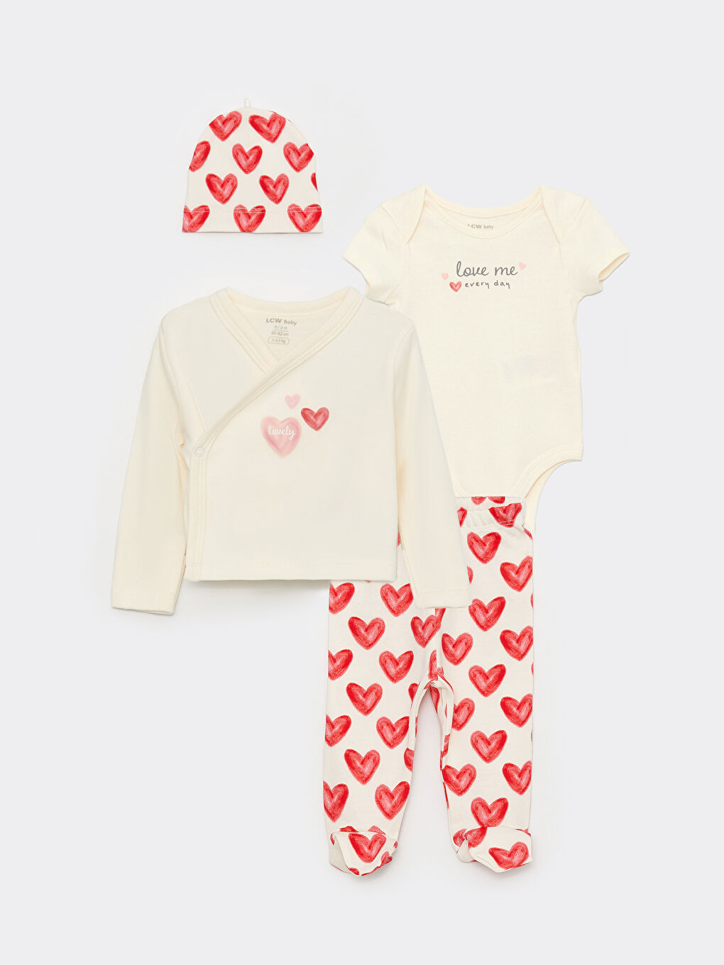 Ekru Bisiklet Yaka Uzun Kollu Baskılı Kız Bebek Hastane Çıkış Seti-2
