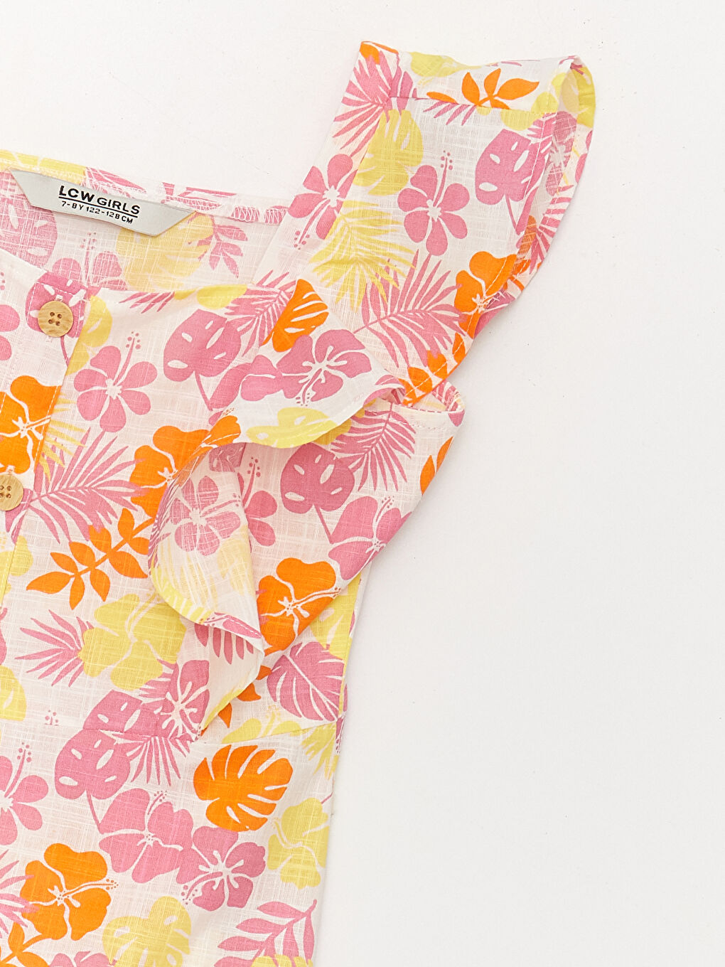 კვადრატული საყელო მოკლე სახელო გოგონებისთვის კაბა-1