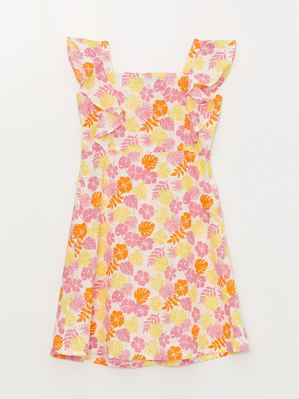 კვადრატული საყელო მოკლე სახელო გოგონებისთვის კაბა-2