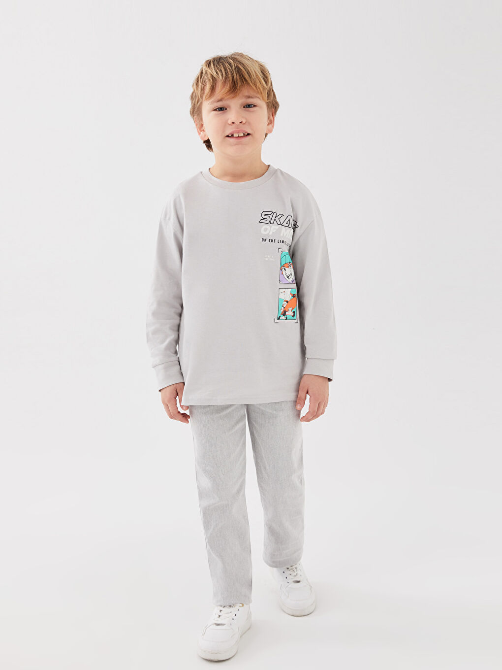 Gri Beli Ayarlanabilir Lastikli Erkek Çocuk Pantolon-2