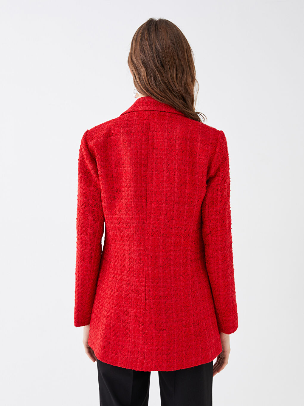 Self Patterned Long Sleeve Women's Blazer Jacket -S3CS01Z8-GYE