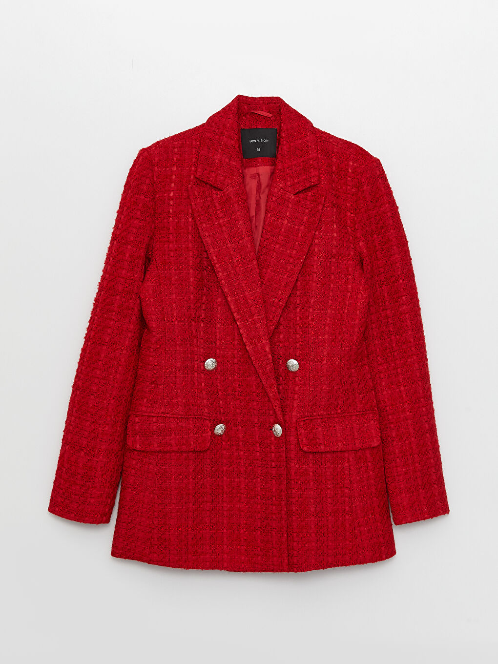 Self Patterned Long Sleeve Women's Blazer Jacket -S3CS01Z8-GYE