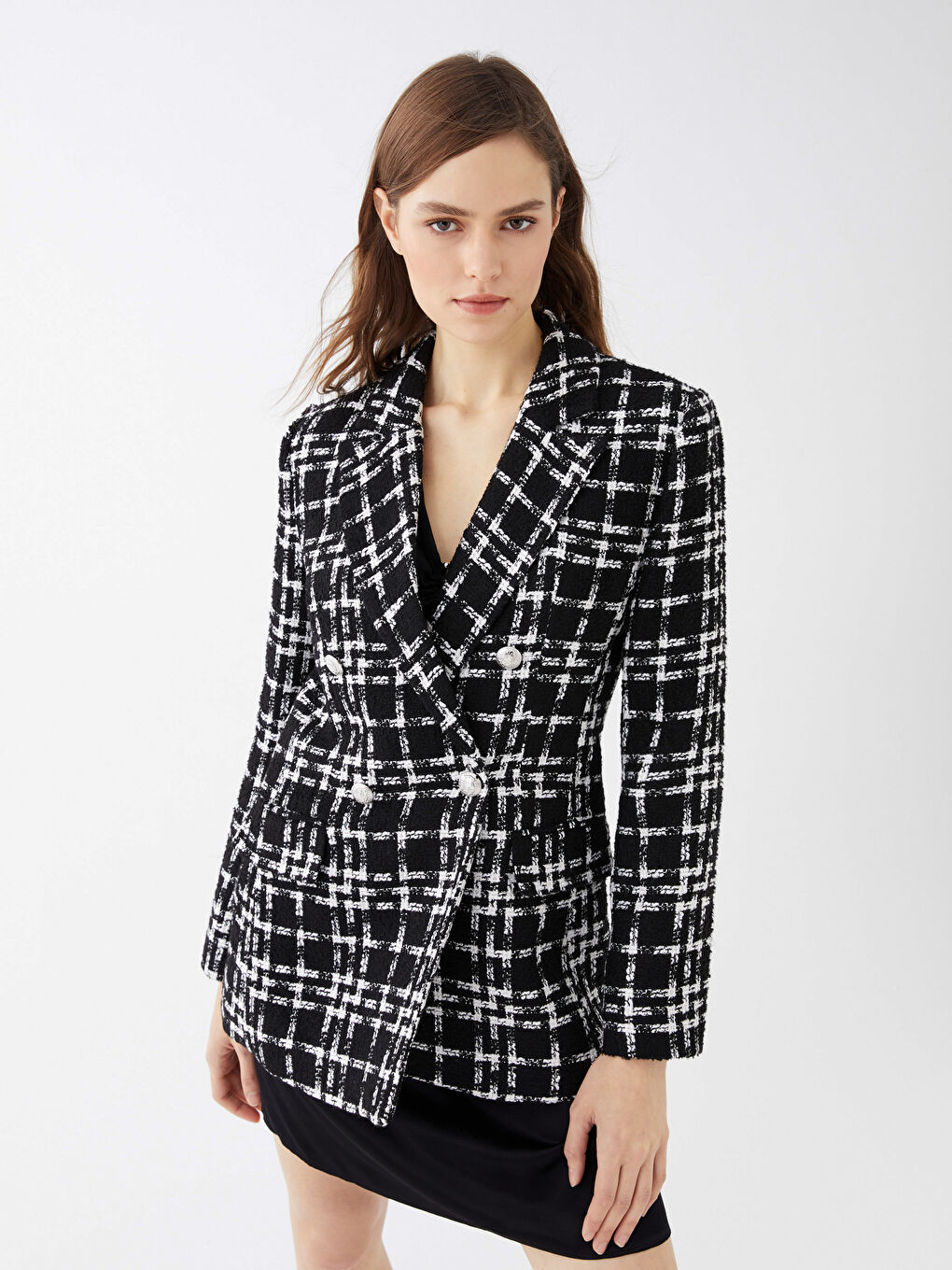 LCW Vision Patterned Long Sleeve Women's Blazer Jacket -S3CS02Z8-LKX