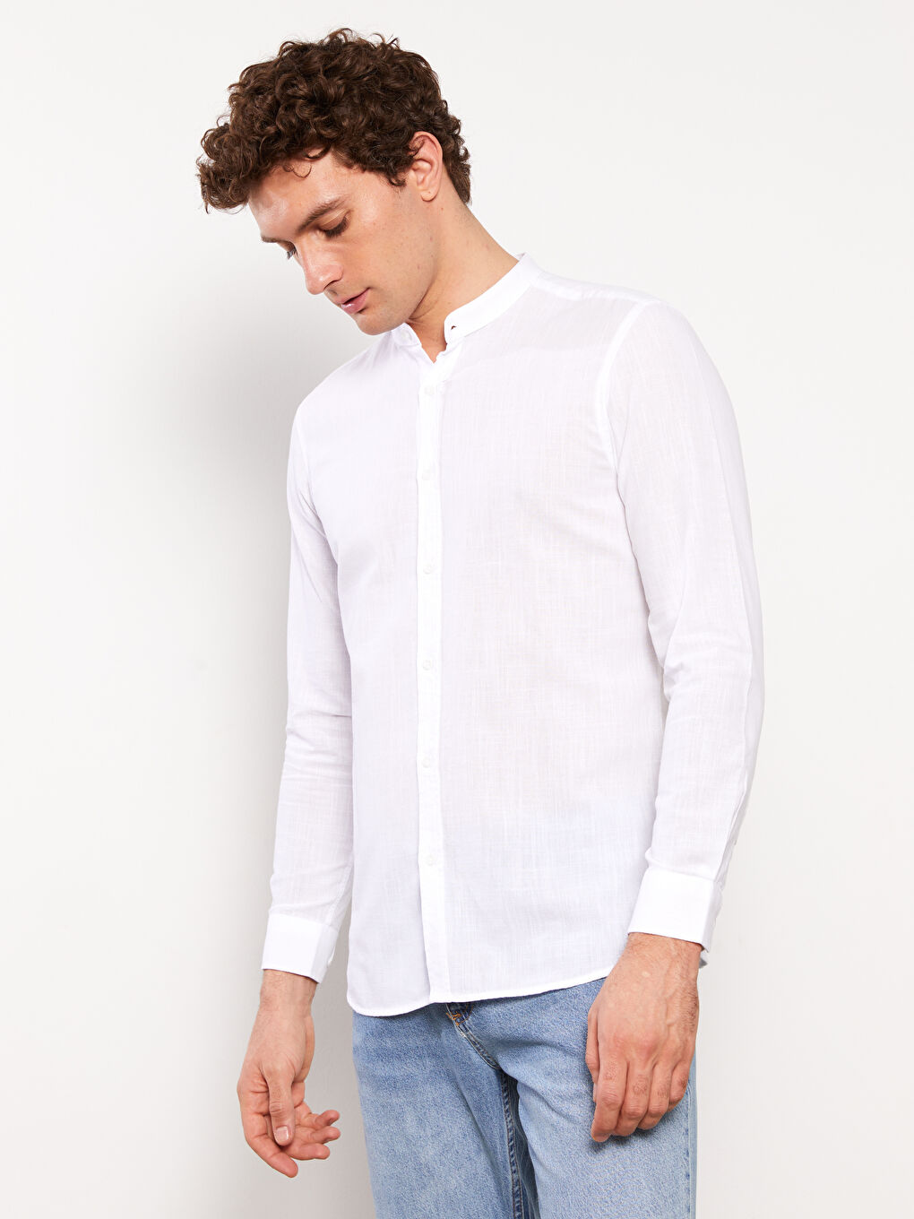 Beyaz Regular Fit Uzun Kollu Erkek Gömlek