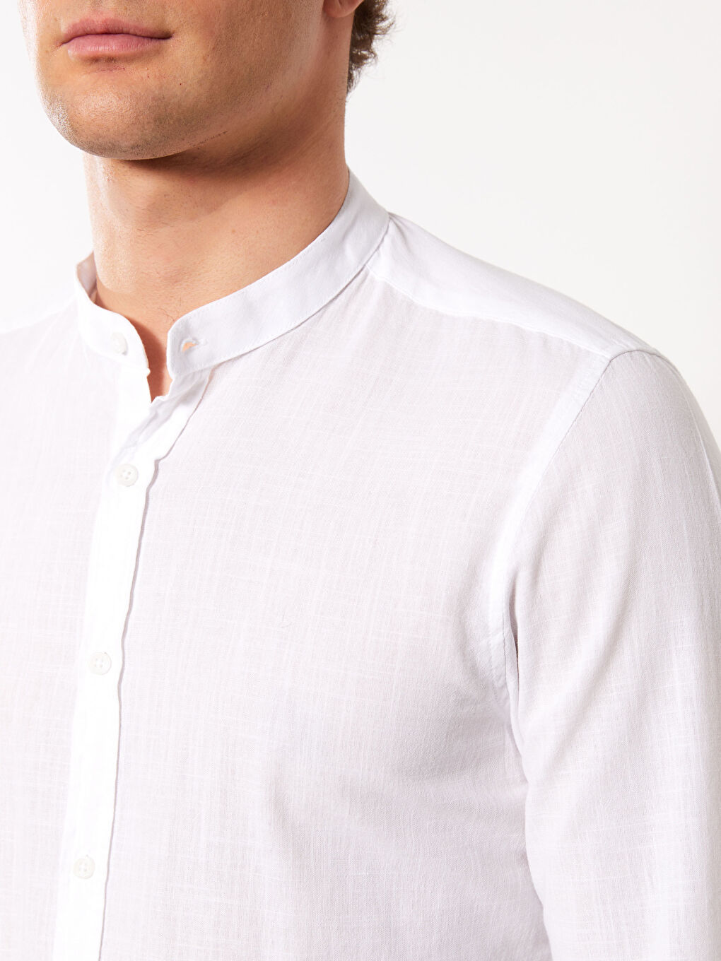 Beyaz Regular Fit Uzun Kollu Erkek Gömlek-3