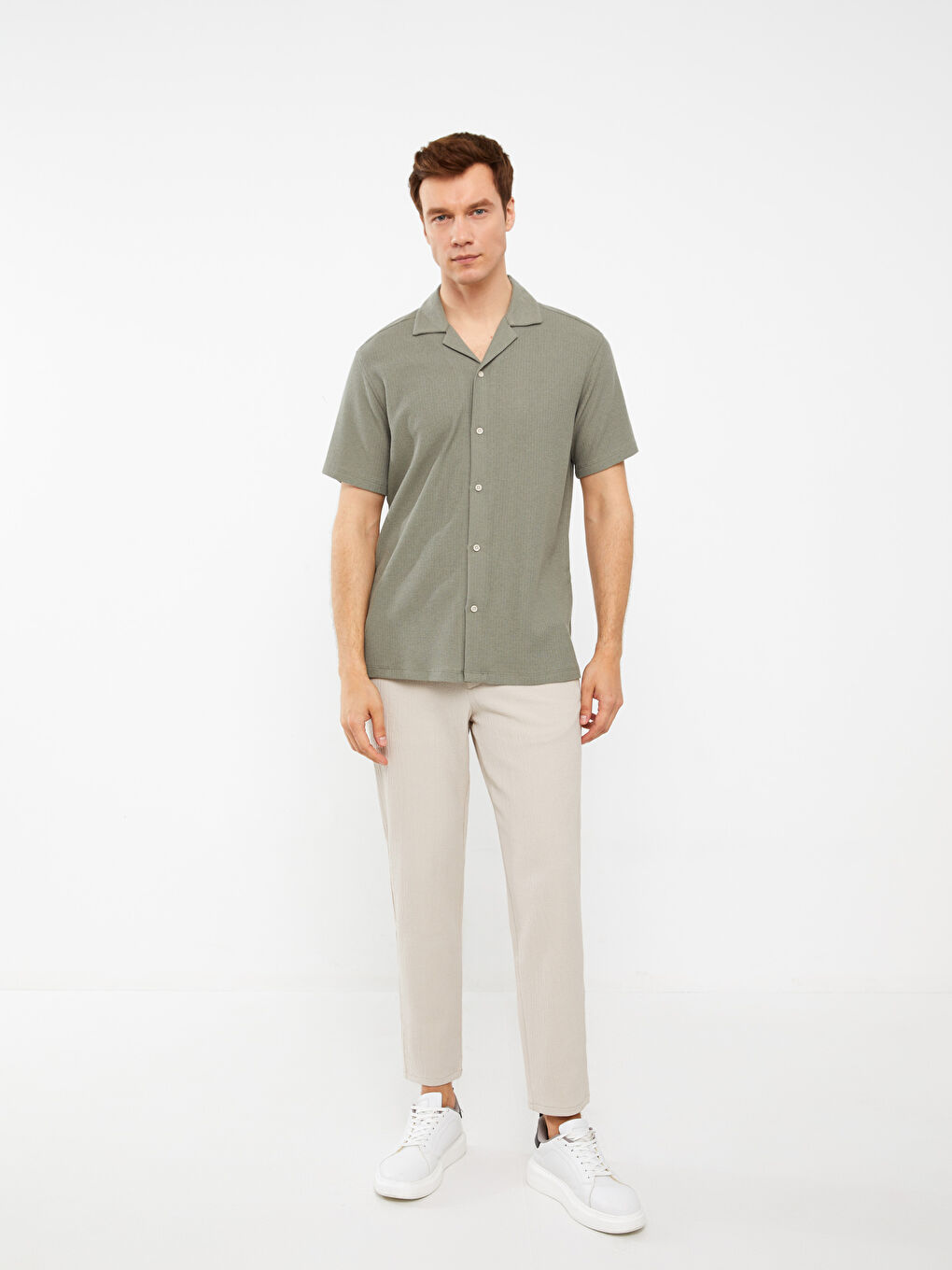 Yeşil Regular Fit Kısa Kollu Erkek Gömlek-2