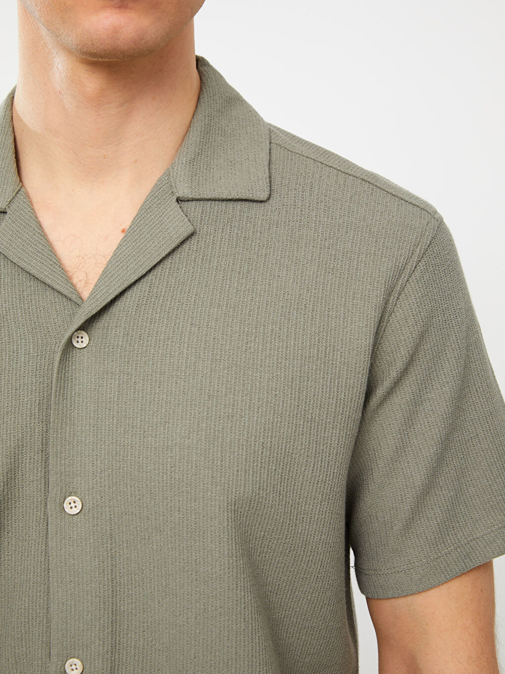Yeşil Regular Fit Kısa Kollu Erkek Gömlek-3