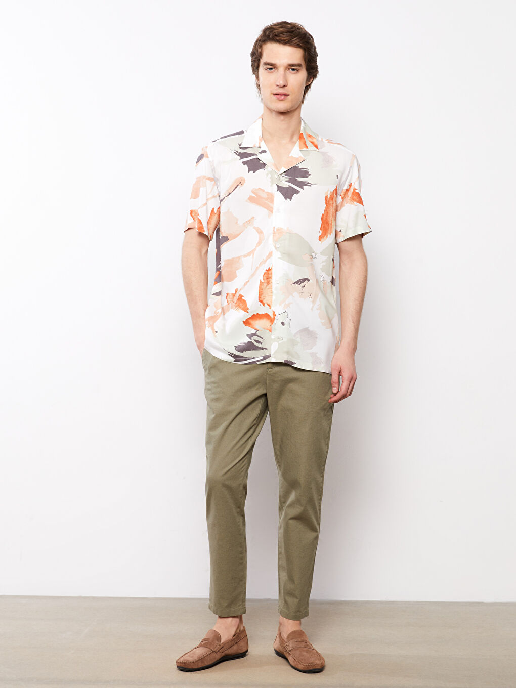 Chemise à motifs à manches courtes pour hommes, coupe régulière-1