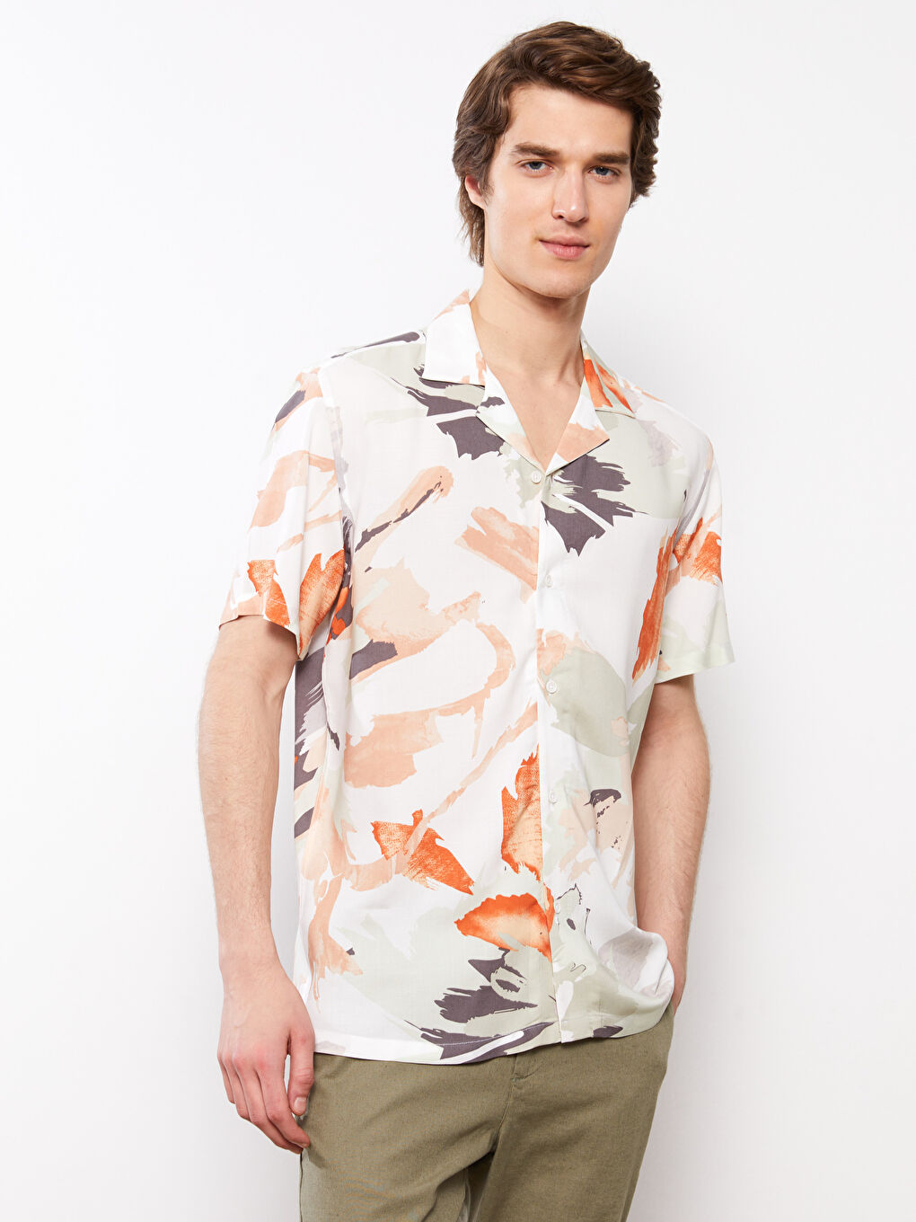 Chemise à motifs à manches courtes pour hommes, coupe régulière-2