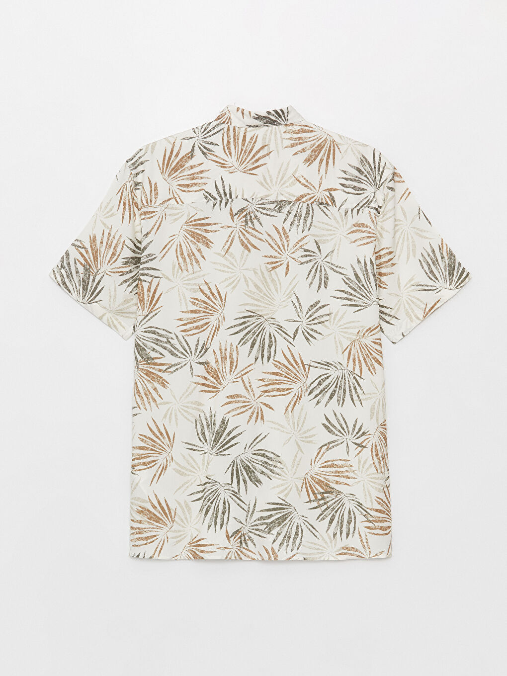 Bej Regular Fit Kısa Kollu Desenli Viskon Erkek Gömlek-6