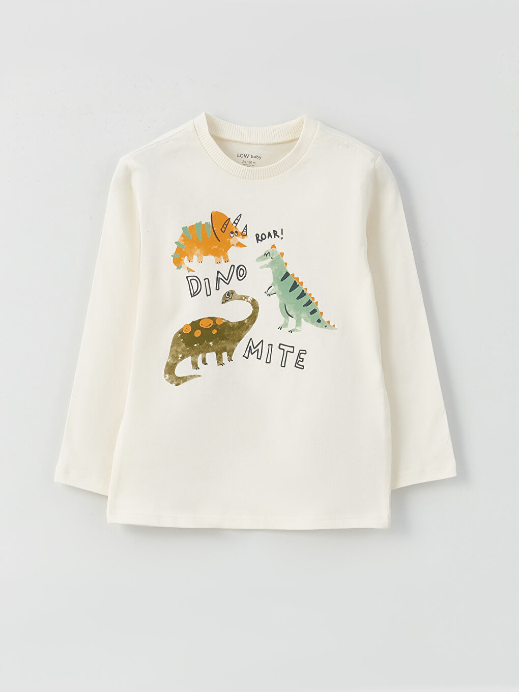 Tricou Bebeluși Băieți cu Mânecă Lungă și Guler Rotund Imprimat, Pachet de 2 Bucăți-1