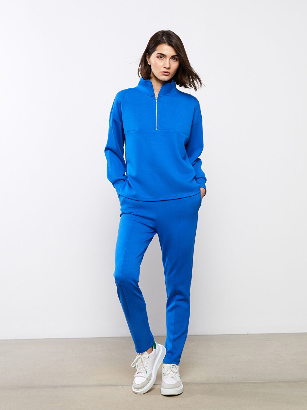 Women's Elasticated Waist Plain Sweatpants-1