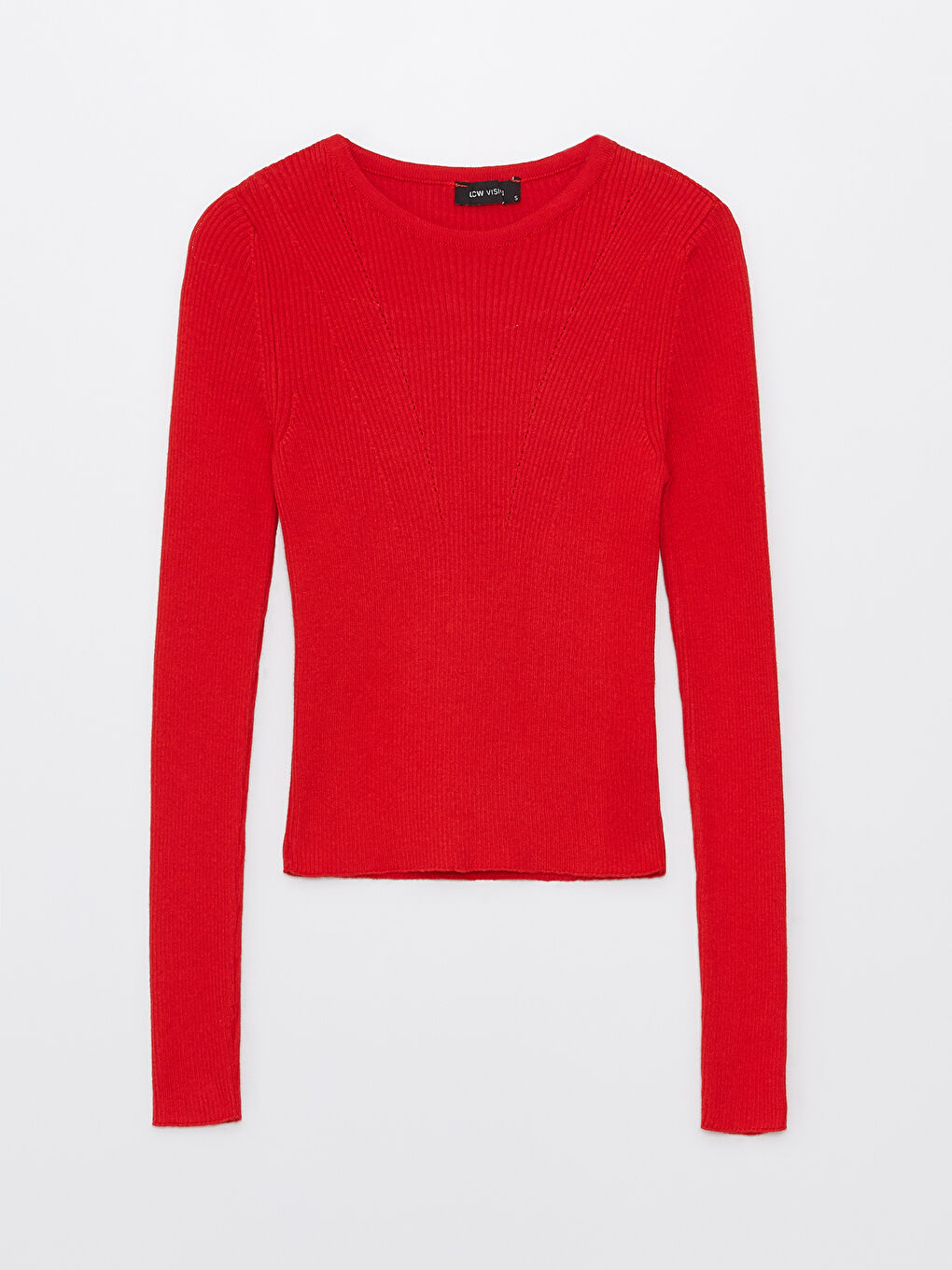 Crew Neck Ajour Long Sleeve Women's Tricot Sweater -S3CS48Z8-GYE