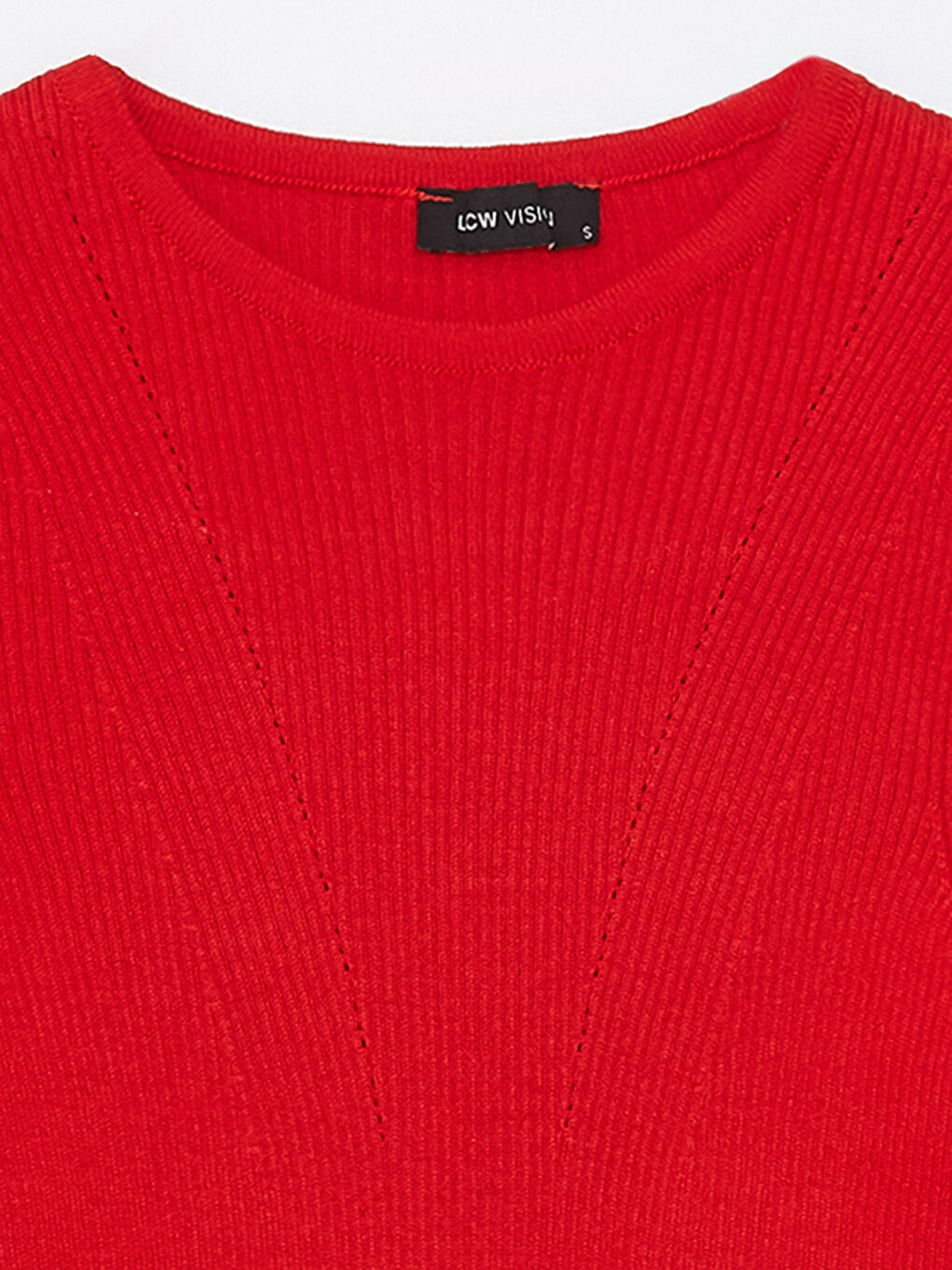 Crew Neck Ajour Long Sleeve Women's Tricot Sweater -S3CS48Z8-GYE