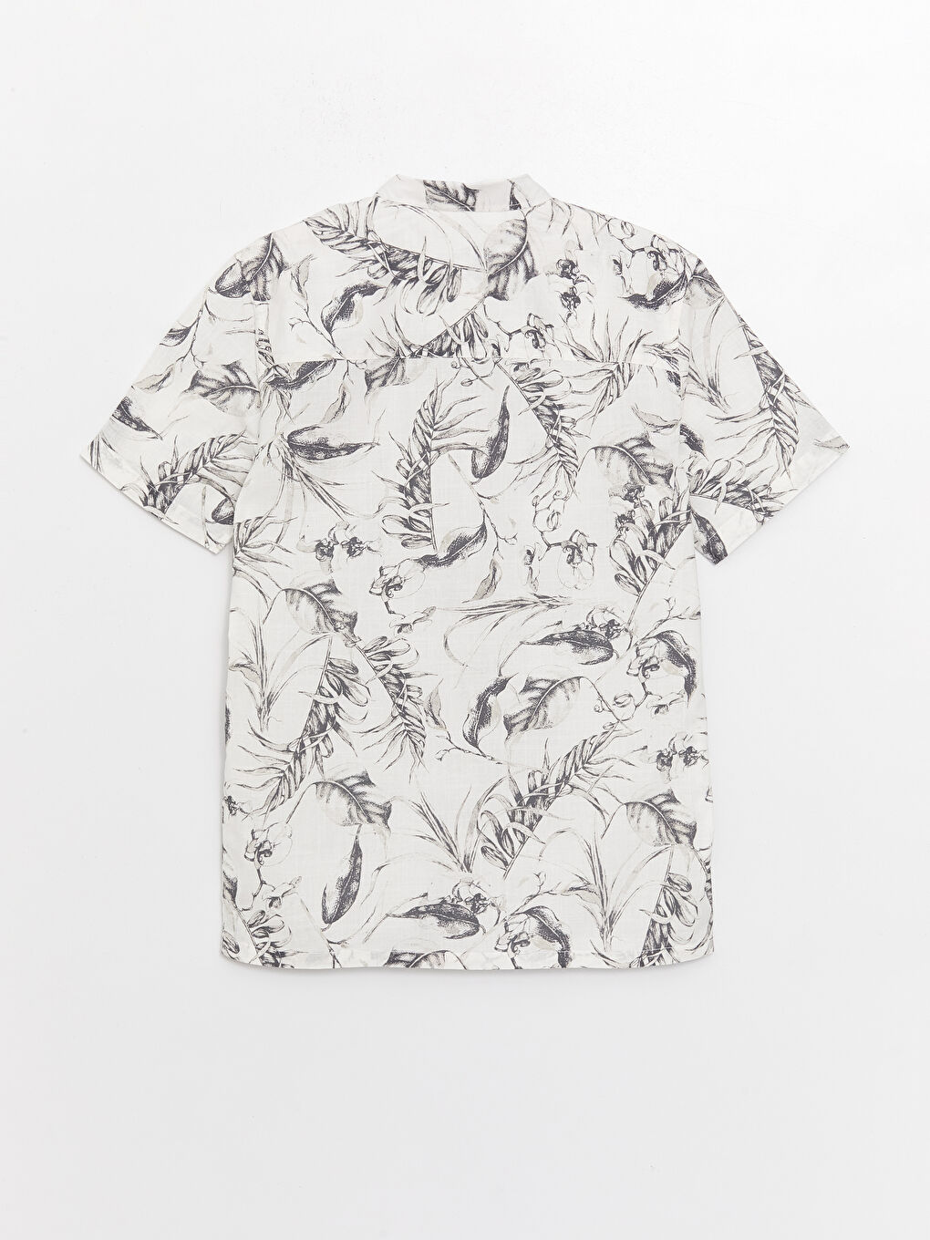 قميص بوبلين منقوش كم قصير بقصة عادية للرجال-6