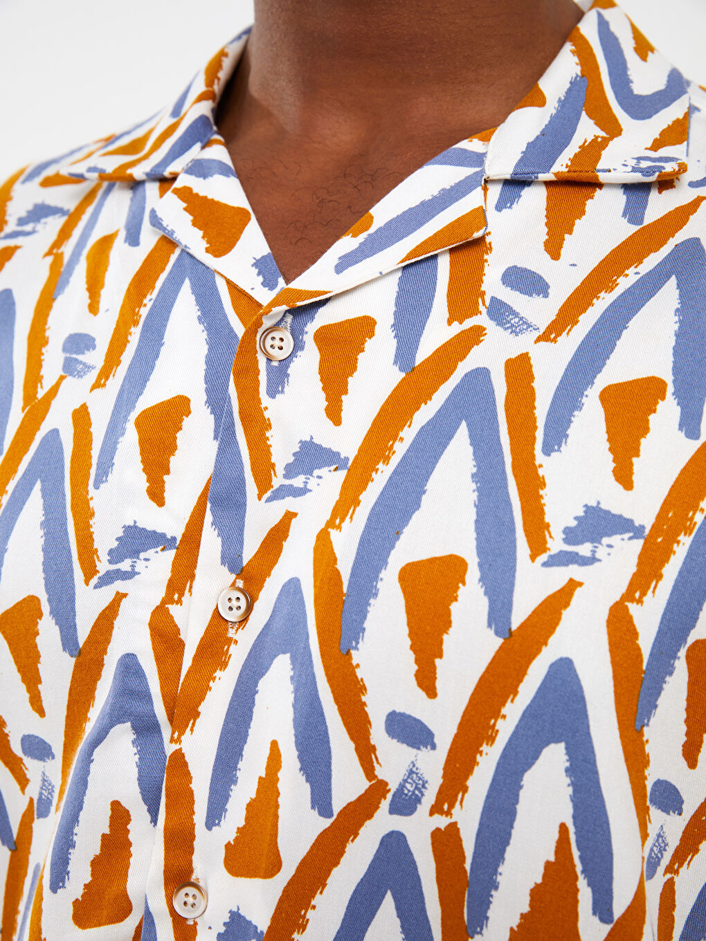 Mavi Regular Fit Kısa Kollu Desenli Viskon Erkek Gömlek-3