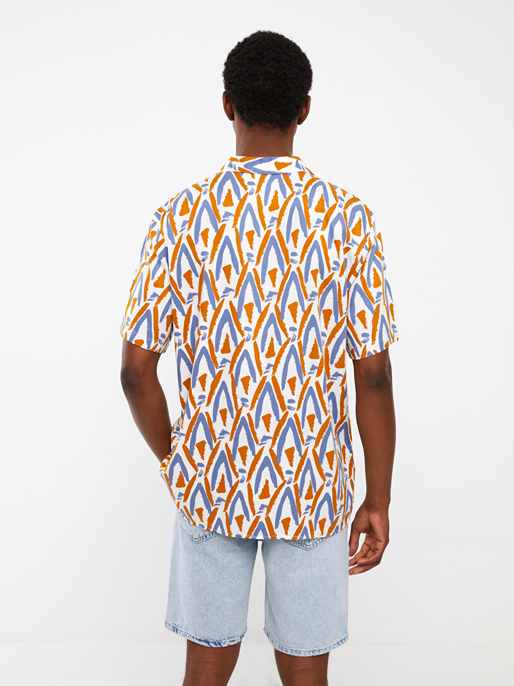 Mavi Regular Fit Kısa Kollu Desenli Viskon Erkek Gömlek-4