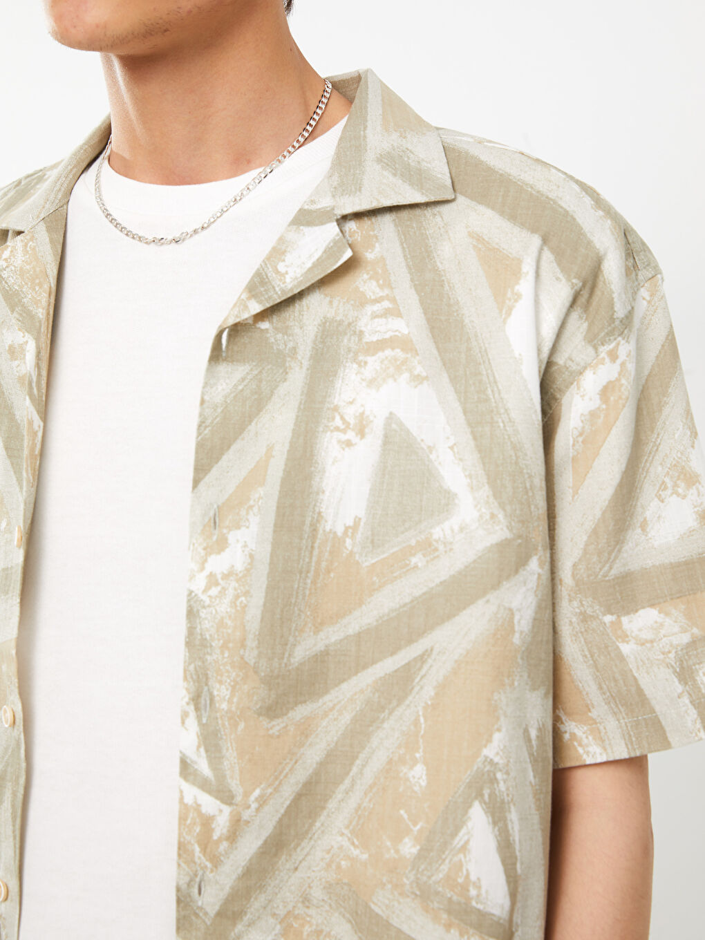 Regular Fit Short Sleeve Patterned Viscose Men's Shirt-3