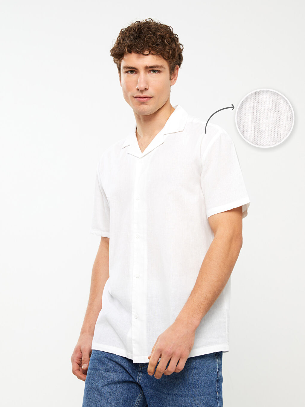 Regular Fit Short Sleeve Linen Blend Men's Shirt