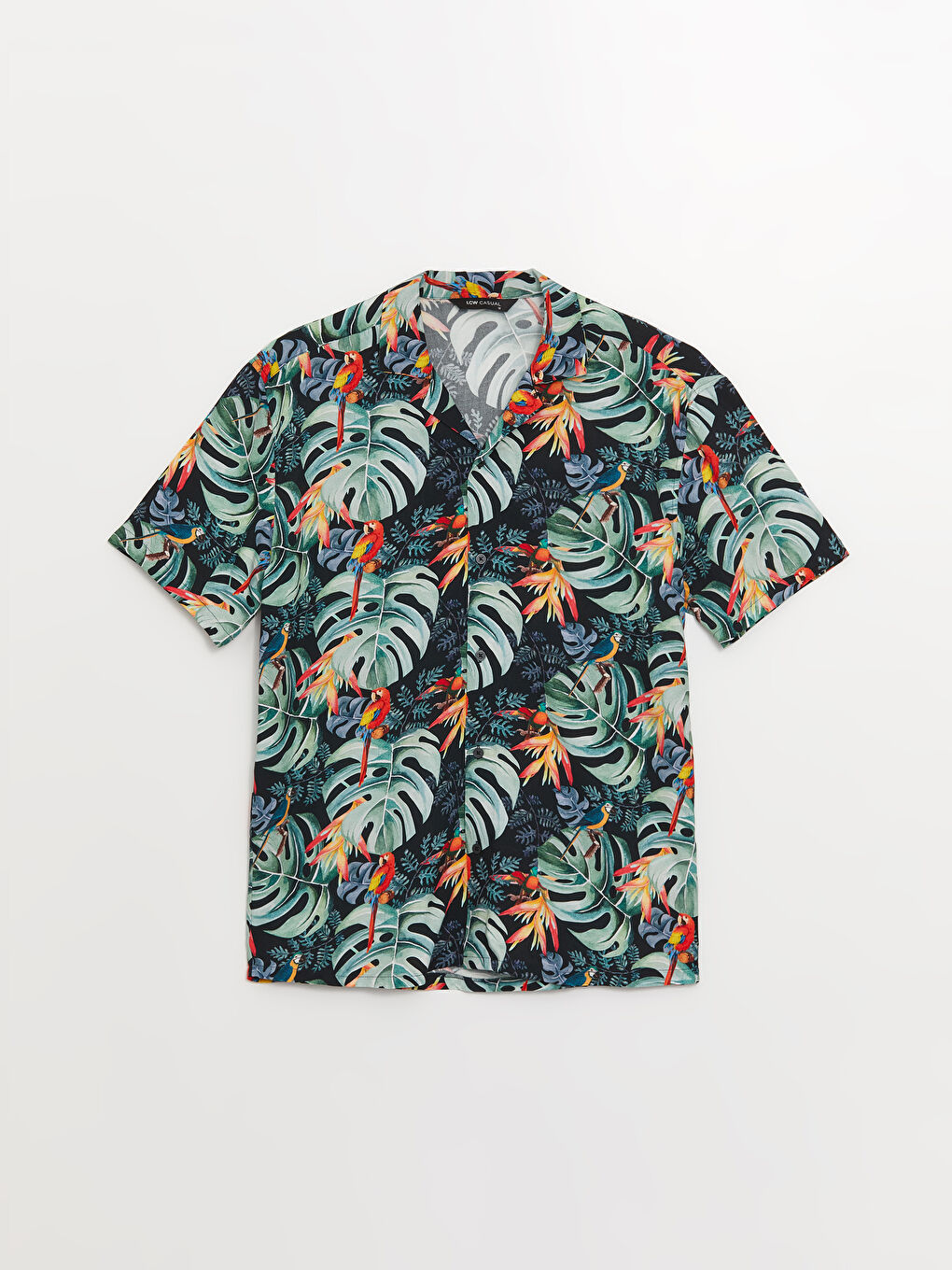 Regular Fit Short Sleeve Patterned Viscose Men's Shirt-5