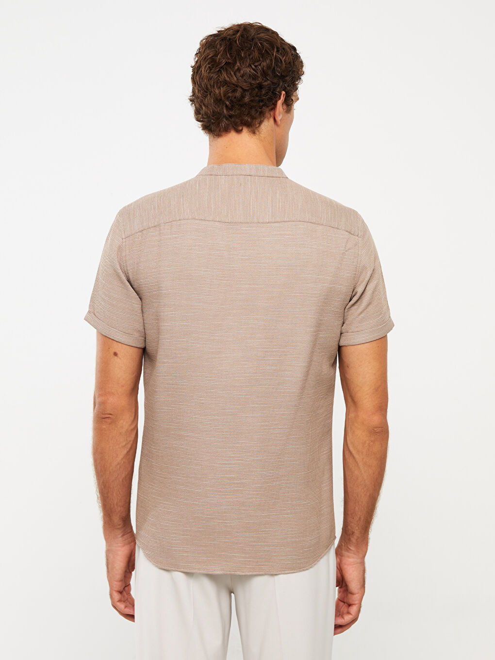 LCW Vision Regular Fit Mandarin Collar Short Sleeve Linen Blend Men's Shirt -S3CS77Z8-K6V