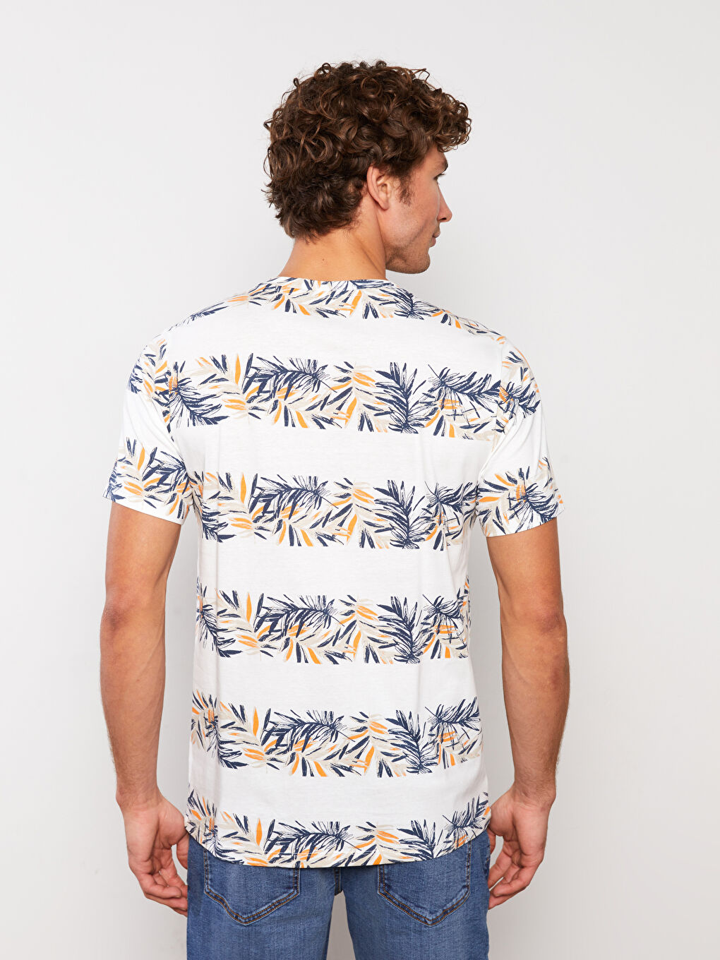 Crew Neck Short Sleeve Patterned Jersey Men's T-Shirt-4