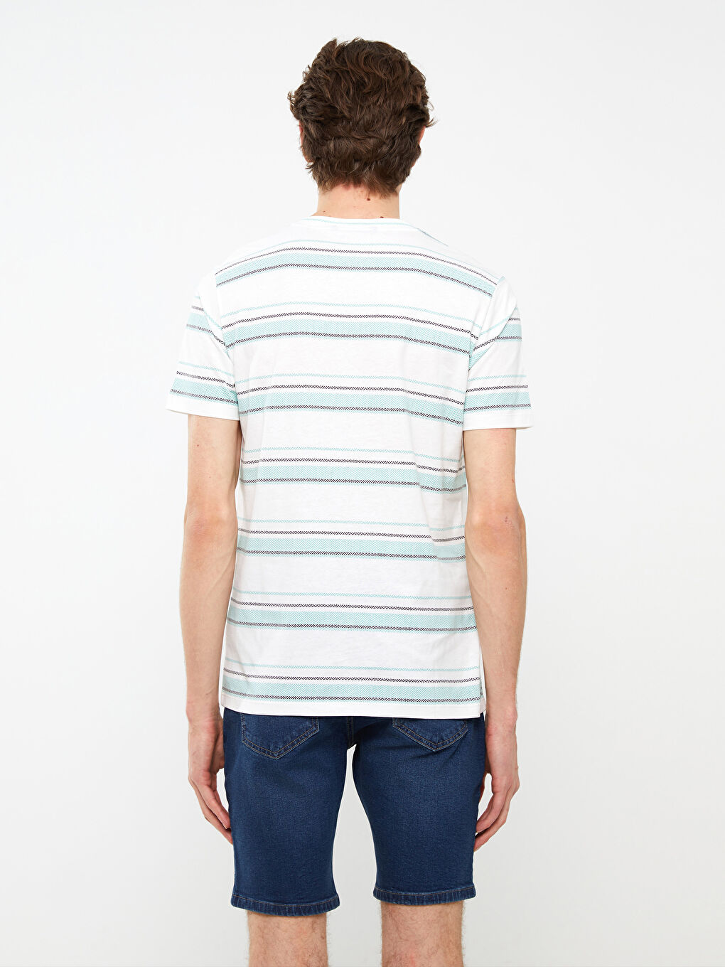 Crew Neck Short Sleeve Striped Jersey Men's T-Shirt-4