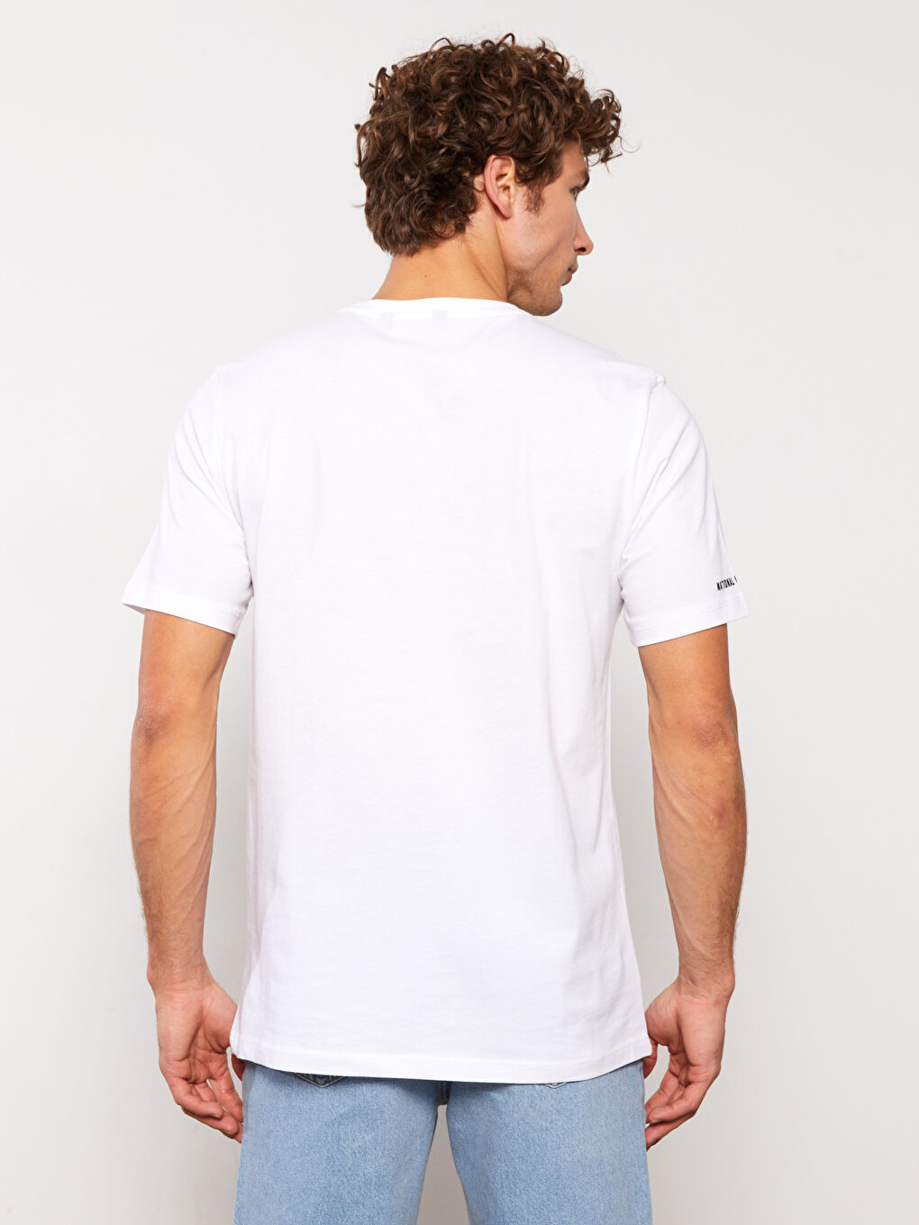 تيشيرت رجالي ياقة دائرية كم قصير مطبوع قطن ممشط-4