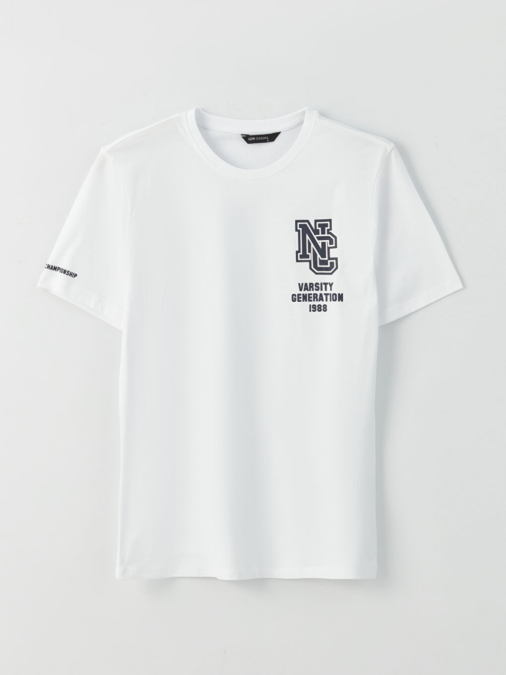 تيشيرت رجالي ياقة دائرية كم قصير مطبوع قطن ممشط-5