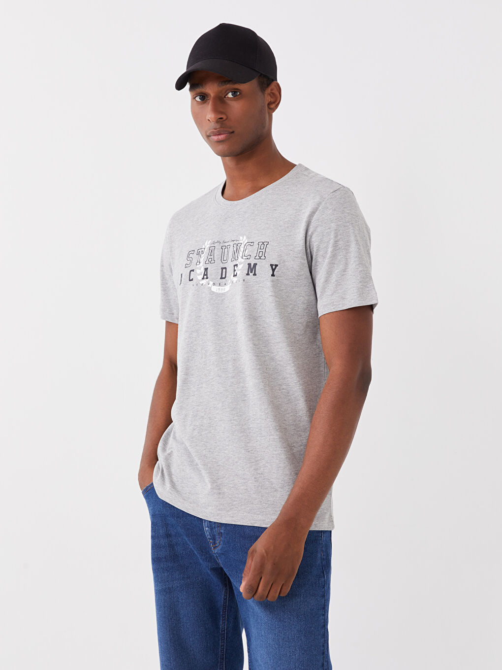 Crew Neck Short Sleeve Printed Combed Cotton Men's T-shirt