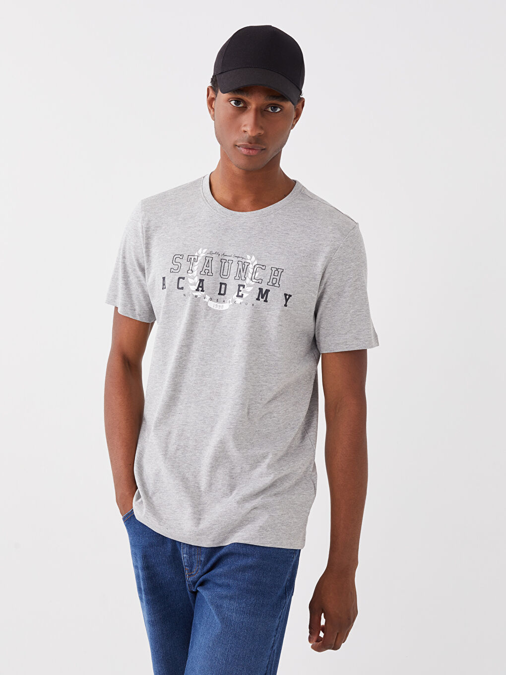 Crew Neck Short Sleeve Printed Combed Cotton Men's T-shirt-1