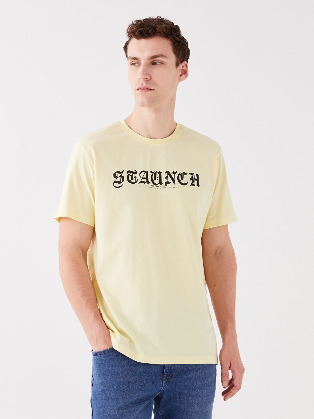 Crew Neck Short Sleeve Printed Combed Cotton Men's T-shirt