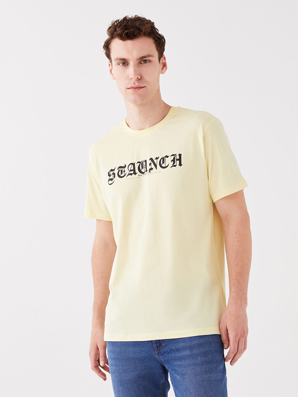 Crew Neck Short Sleeve Printed Combed Cotton Men's T-shirt-1