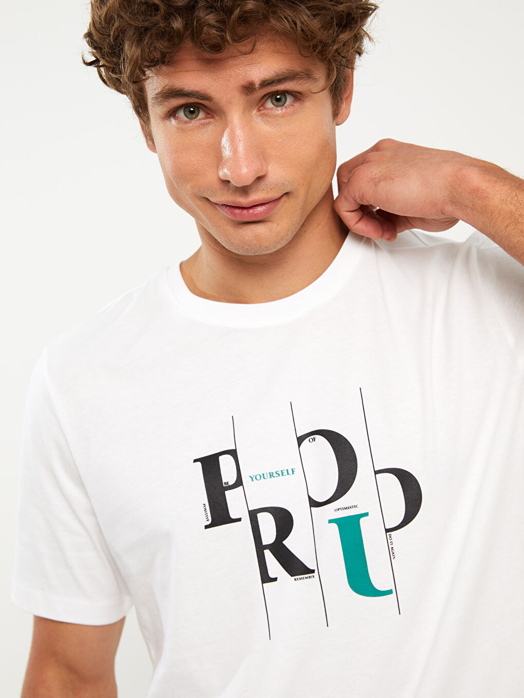 Crew Neck Short Sleeve Printed Combed Cotton Men's T-shirt -S3CT01Z8-Q6K