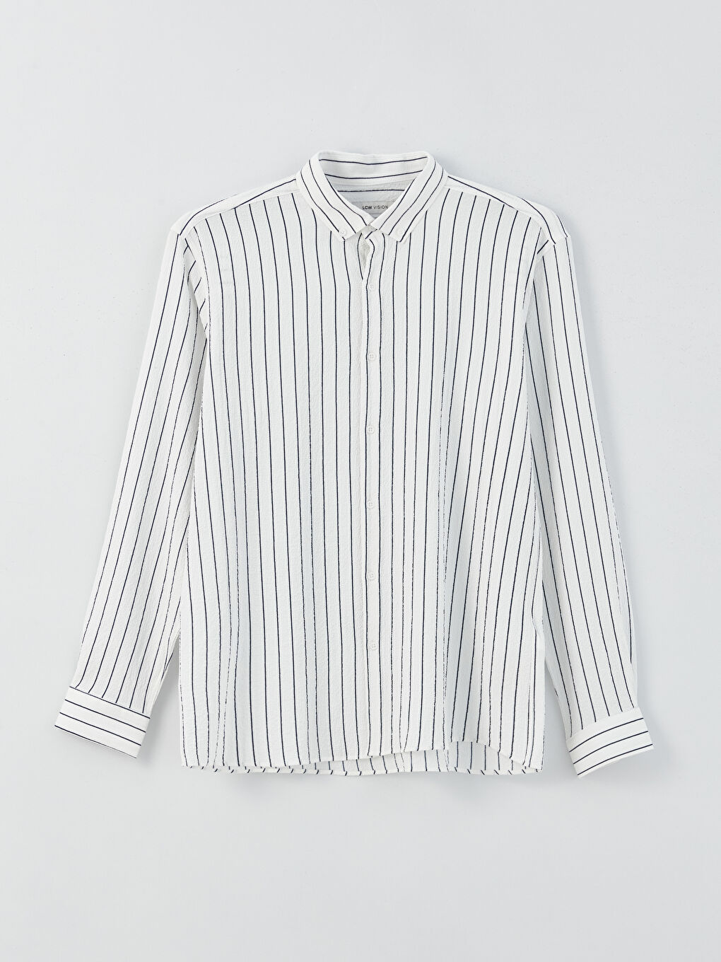 Beyaz Slim Fit Uzun Kollu Çizgili Erkek Gömlek-5