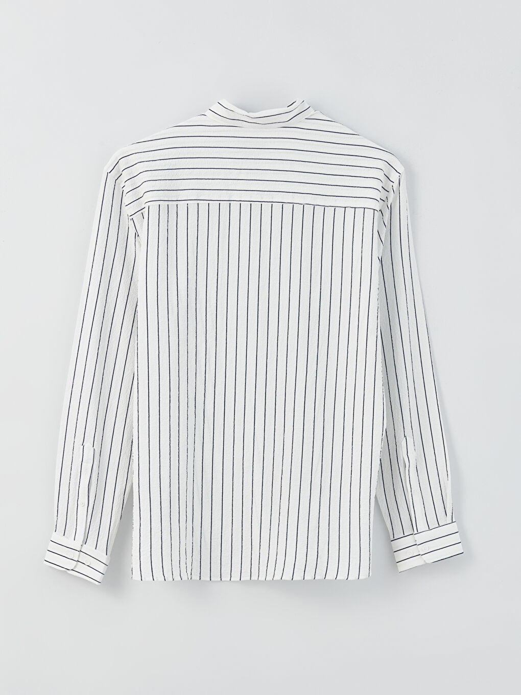 Beyaz Slim Fit Uzun Kollu Çizgili Erkek Gömlek-6