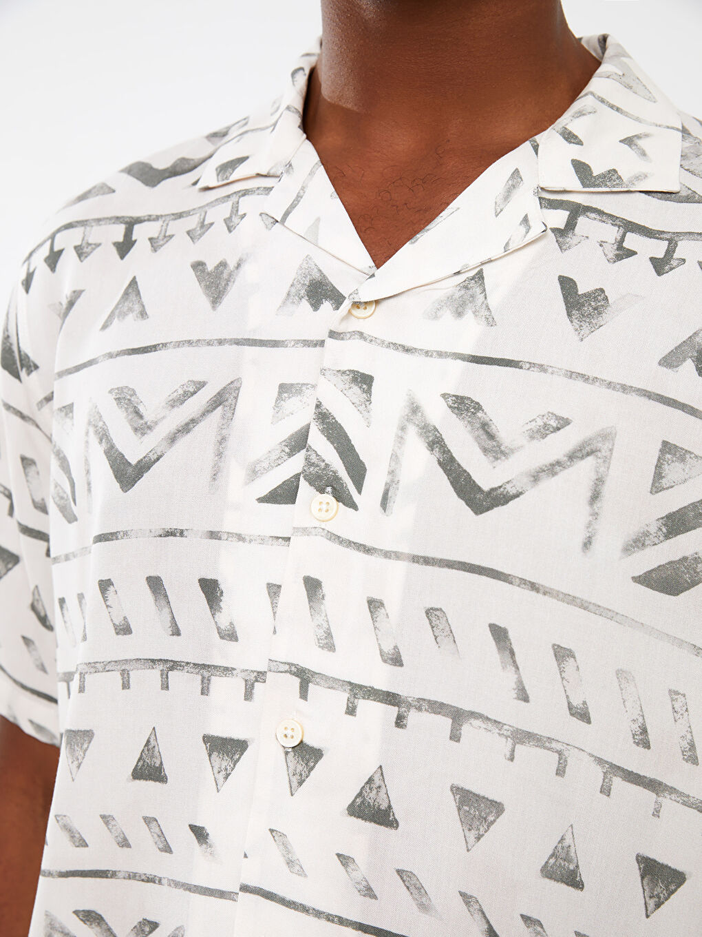 Regular Fit Short Sleeve Patterned Viscose Men's Shirt -S3CT07Z8-LRR