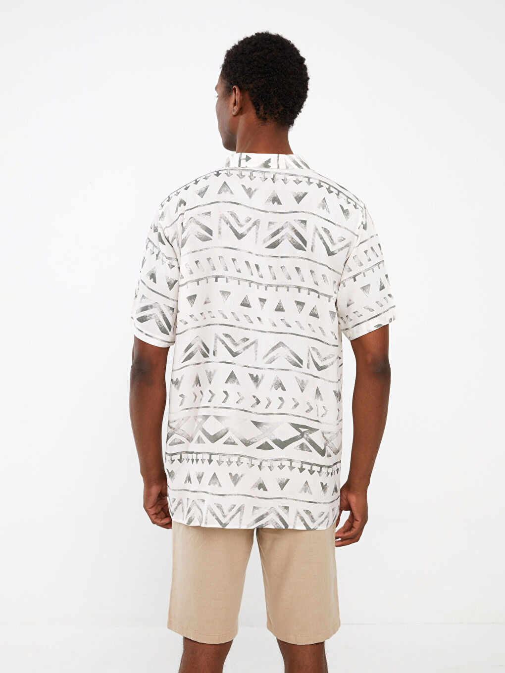 Regular Fit Short Sleeve Patterned Viscose Men's Shirt -S3CT07Z8-LRR