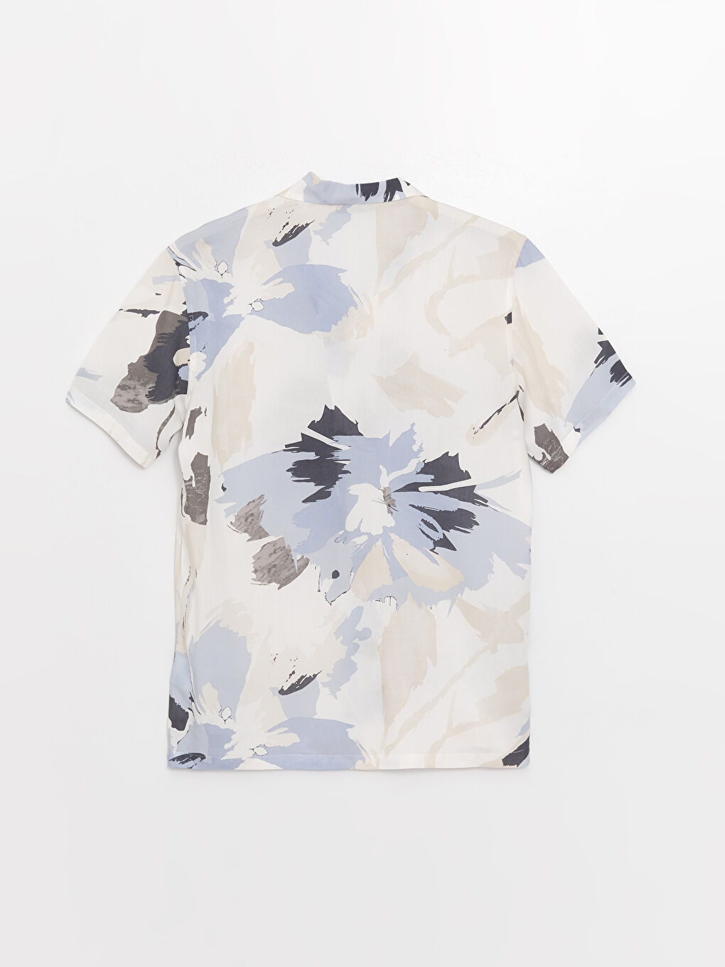 Ekru Regular Fit Kısa Kollu Desenli Viskon Erkek Gömlek-6