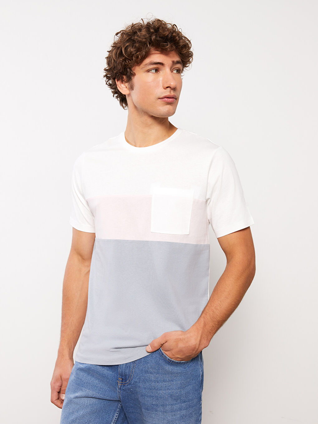 Crew Neck Short Sleeve Color Block Jersey Men's T-Shirt-1