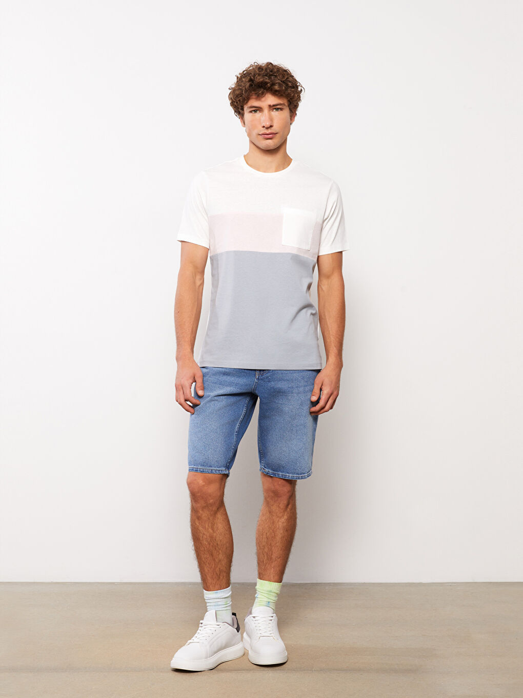 Crew Neck Short Sleeve Color Block Jersey Men's T-Shirt-2