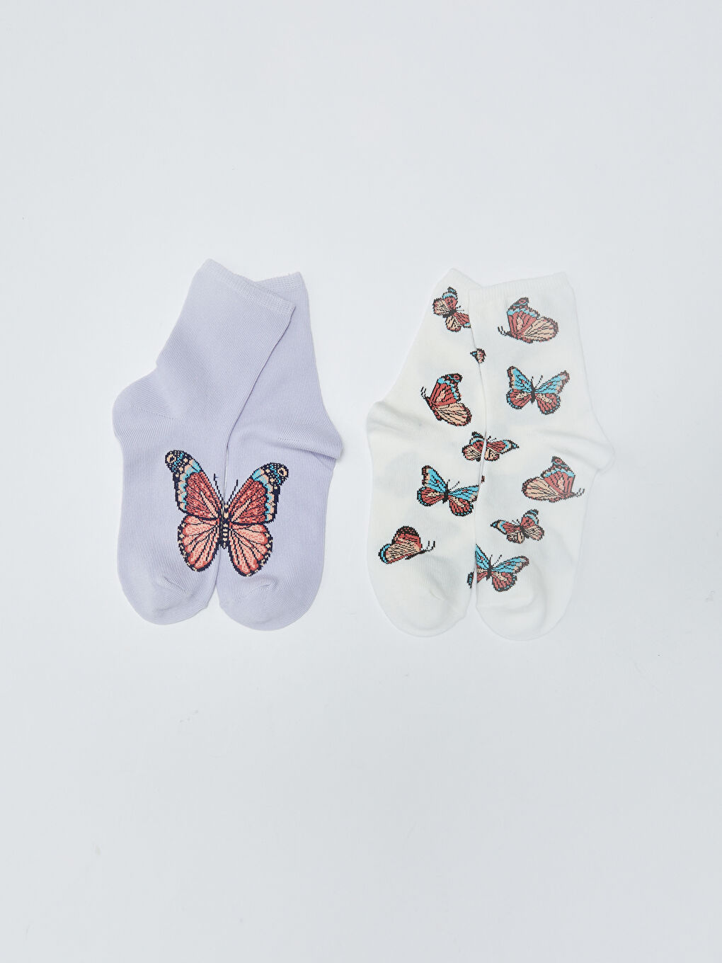 Lila Desenli Kız Çocuk Soket Çorap 5'li-1