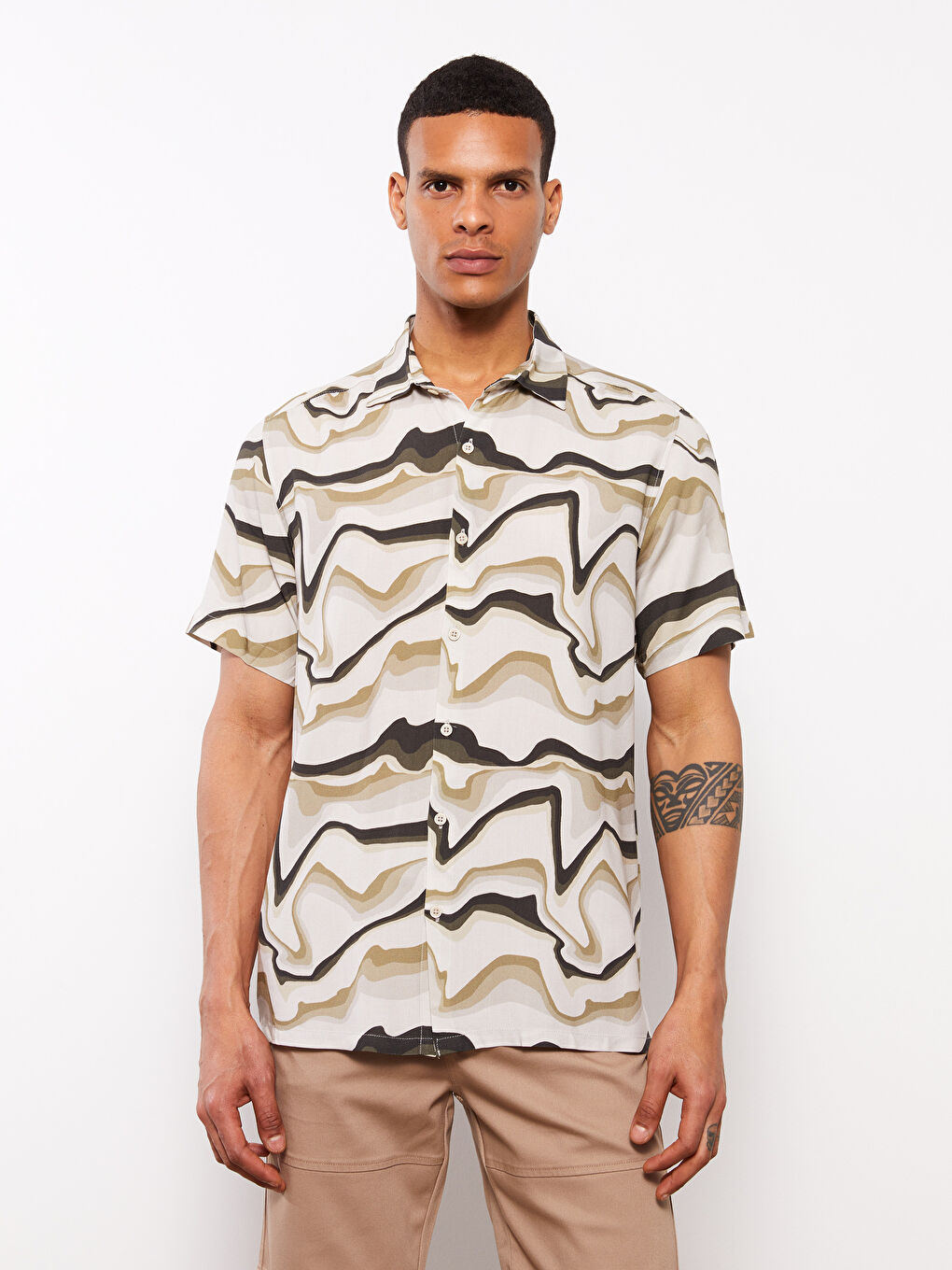 XSIDE Regular Fit Short Sleeve Patterned Men's Shirt -S3CT20Z8-F9C