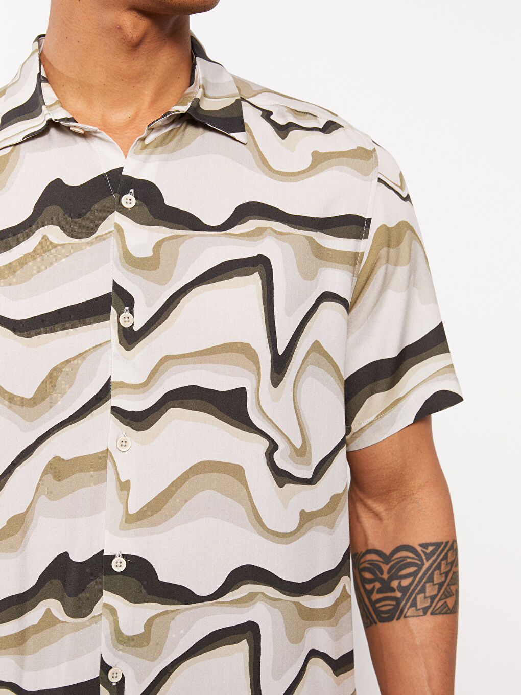 XSIDE Regular Fit Short Sleeve Patterned Men's Shirt -S3CT20Z8-F9C
