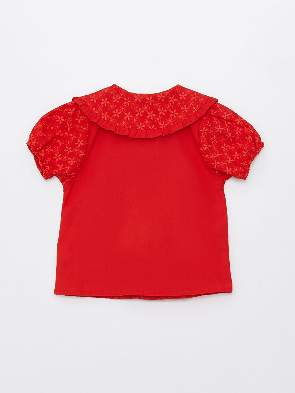 LCW baby Bebe Collar Short Sleeve Embroidery Detailed Baby Girl Shirt -S3CT28Z1-HBH