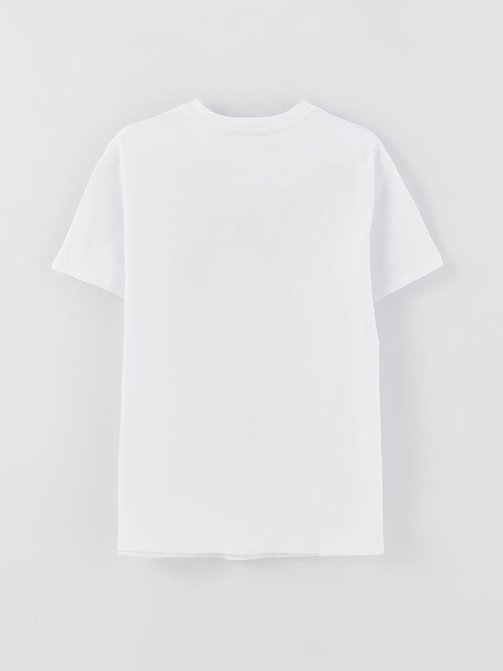 Beyaz Bisiklet Yaka Kısa Kollu Baskılı Penye Erkek Tişört-6